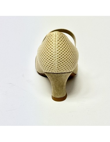 Scarpa da ballo donna standard liscio da sala tessuto traspirante e camoscio beige suola bufalo tacco 50