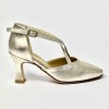 Scarpa da ballo donna ballo da sala liscio punta chiusa pelle platino suola cuoio tacco 70 rocchetto