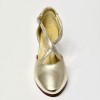 Scarpa da ballo donna ballo da sala liscio punta chiusa pelle platino suola cuoio tacco 70 rocchetto