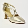 Scarpa da ballo donna ballo da sala liscio punta chiusa pelle platino suola cuoio tacco 70 rocchetto