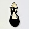 Scarpa da ballo donna liscio da sala camoscio nero suola bufalo tacco 70 rocchetto