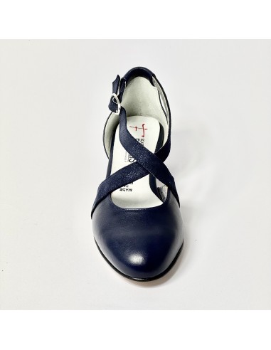 Scarpa da ballo donna ballo da sala liscio latino tango pelle nabuk polvere blu suola cuoio pomiciato tacco 30 largo