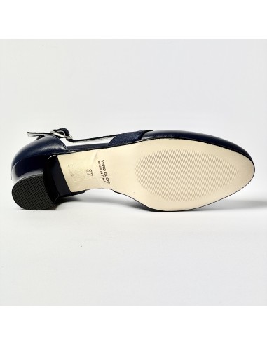 Scarpa da ballo donna ballo da sala liscio latino tango pelle nabuk polvere blu suola cuoio pomiciato tacco 30 largo
