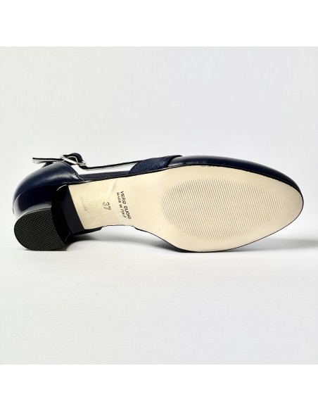 Scarpa da ballo donna ballo da sala liscio latino tango pelle nabuk polvere blu suola cuoio pomiciato tacco 30 largo