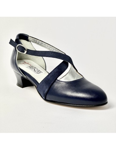 Scarpa da ballo donna ballo da sala liscio latino tango pelle nabuk polvere blu suola cuoio pomiciato tacco 30 largo
