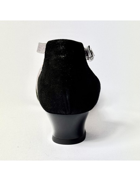 Scarpa da ballo donna ballo da sala liscio nabuk polvere nero glitter arcobaleno suola cuoio pomiciato tacco 30 largo