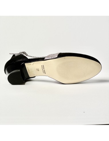 Scarpa da ballo donna ballo da sala liscio nabuk polvere nero glitter arcobaleno suola cuoio pomiciato tacco 30 largo