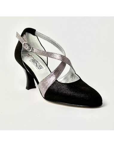 Scarpa da ballo donna ballo da sala liscio nabuk polvere nero glitter arcobaleno suola cuoio pomiciato tacco 70 rocchetto