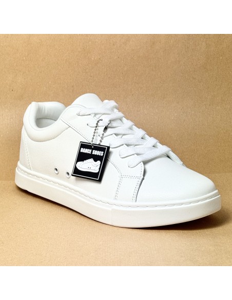 Scarpa da ballo Sneaker unisex per ballo latino salsa bachata tutta bianca allacciata suola gommina da ballo comodissima