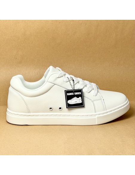 Scarpa da ballo Sneaker unisex per ballo latino salsa bachata tutta bianca allacciata suola gommina da ballo comodissima