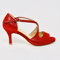 Scarpa da ballo donna tango argentino latino liscio nabuk polverizzato rosso memory suola cuoio pomiciato tacco 70 stiletto