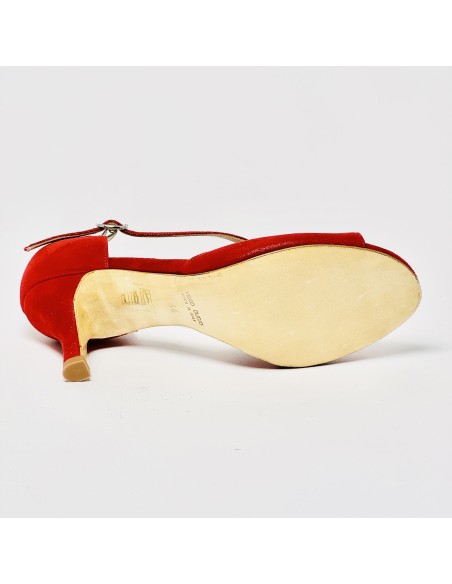 Scarpa da ballo donna tango argentino latino liscio nabuk polverizzato rosso memory suola cuoio pomiciato tacco 70 stiletto