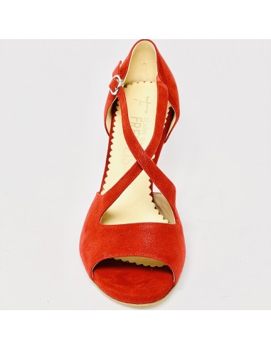 Scarpa da ballo donna tango argentino latino liscio nabuk polverizzato rosso memory suola cuoio pomiciato tacco 70 stiletto