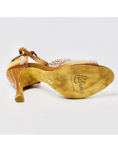 Scarpa da ballo donna latino americano ballo da sala liscio tango memory raso carne strass suola bufalo tacco 90 stiletto