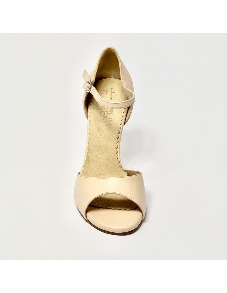 Scarpa da ballo donna tango argentino latino liscio pelle carne suola cuoio pomiciato tacco 90 sottile