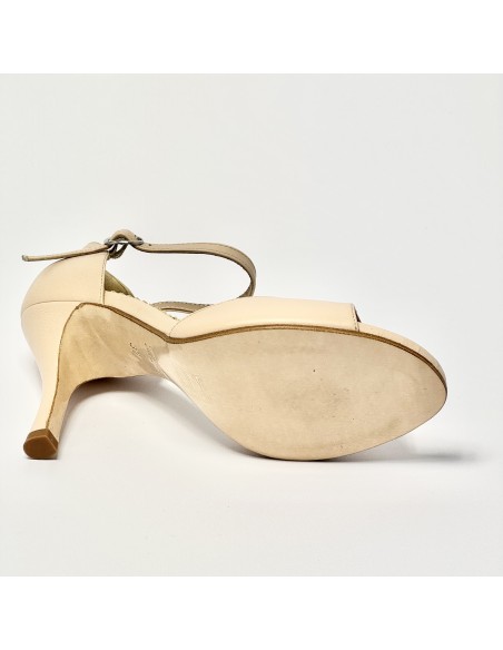Scarpa da ballo donna tango argentino latino liscio pelle carne suola cuoio pomiciato tacco 90 sottile