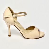 Scarpa da ballo donna tango argentino latino liscio pelle carne suola cuoio pomiciato tacco 90 sottile