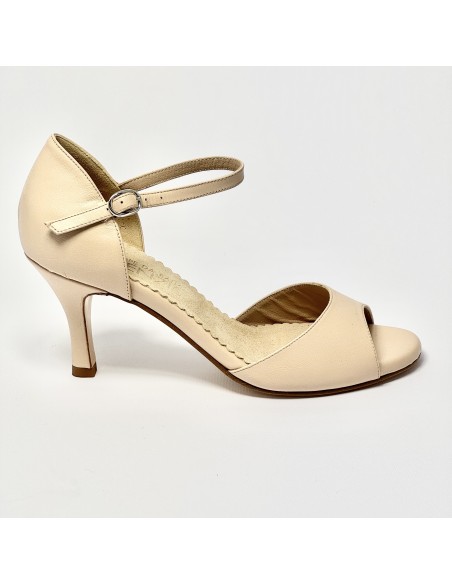 Scarpa da ballo donna tango argentino latino liscio pelle carne suola cuoio pomiciato tacco 70
