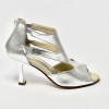 Scarpa da ballo donna latino americano ballo da sala liscio tomaia argento suola cuoio tacco 80