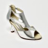 Scarpa da ballo donna latino americano ballo da sala liscio tomaia argento suola cuoio tacco 80