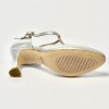 Scarpa da ballo donna liscio da sala standard punta chiusa pelle argento suola cuoio tacco 70 rocchetto