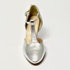 Scarpa da ballo donna liscio da sala standard punta chiusa pelle argento suola cuoio tacco 70 rocchetto