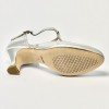 Scarpa da ballo donna liscio da sala standard punta chiusa pelle argento suola cuoio tacco 50