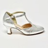 Scarpa da ballo donna liscio da sala standard punta chiusa pelle argento suola cuoio tacco 50