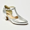Scarpa da ballo donna liscio da sala standard punta chiusa pelle argento suola cuoio tacco 50