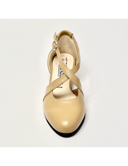 Scarpa da ballo donna ballo da sala liscio latino tango pelle carne suola bufalo tacco 30 largo