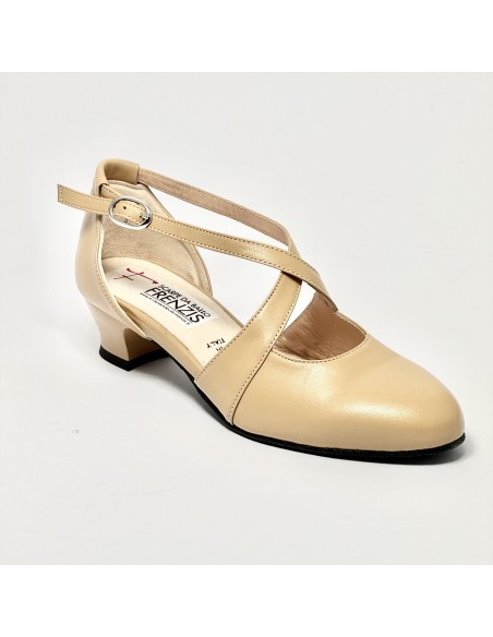 Scarpa da ballo donna ballo da sala liscio latino tango pelle carne suola bufalo tacco 30 largo