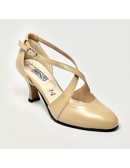Scarpa da ballo donna ballo da sala liscio tango latino pelle carne suola bufalo tacco 70 rocchetto