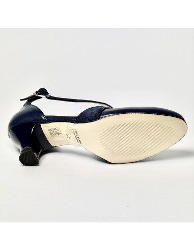 Scarpa da ballo donna ballo da sala liscio latino tango pelle e nabuk polvere blu suola cuoio pomiciato tacco 50
