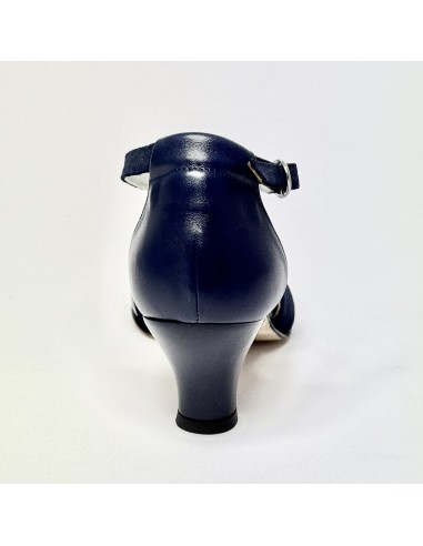 Scarpa da ballo donna ballo da sala liscio latino tango pelle e nabuk polvere blu suola cuoio pomiciato tacco 50