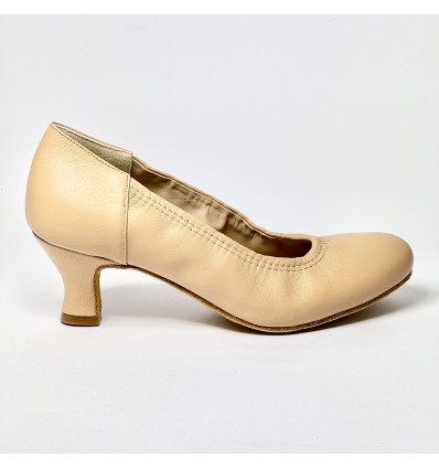 Scarpa da ballo donna liscio da sala standard punta chiusa pelle carne suola bufalo tacco 50 rocchetto