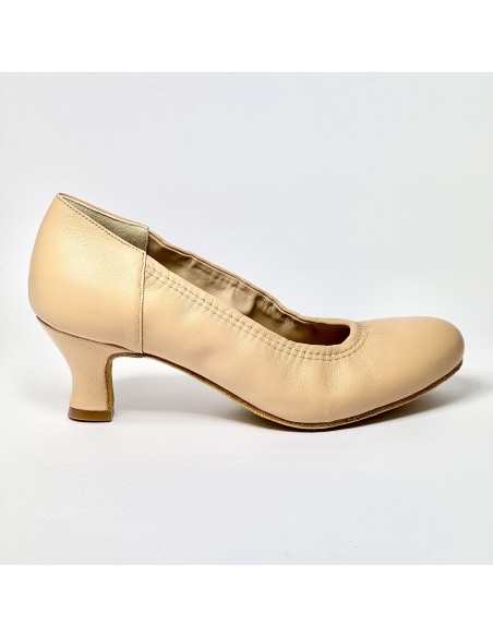 Scarpa da ballo donna liscio da sala standard punta chiusa pelle carne suola bufalo tacco 50 rocchetto