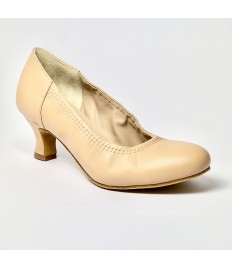 Scarpa da ballo donna liscio da sala standard punta chiusa pelle carne suola bufalo tacco 50 rocchetto