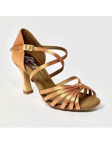 Scarpa da ballo latino americano liscio da sala raso rame suola bufalo tacco 80 rocchetto