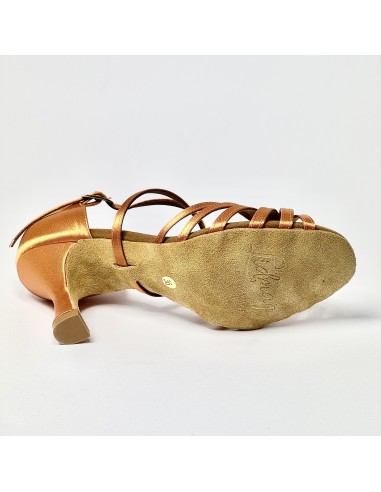 Scarpa da ballo latino americano liscio da sala raso rame suola bufalo tacco 80 rocchetto