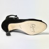 Scarpa da ballo donna latino americano liscio da sala camoscio nero suola cuoio tacco 80 rocchetto