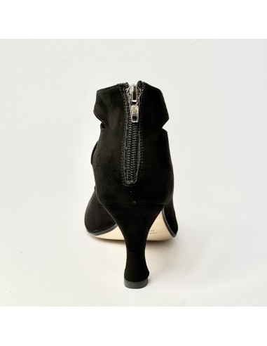 Scarpa da ballo donna latino americano liscio da sala camoscio nero suola cuoio tacco 80 rocchetto
