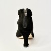 Scarpa da ballo donna latino americano liscio da sala camoscio nero suola cuoio tacco 80 rocchetto