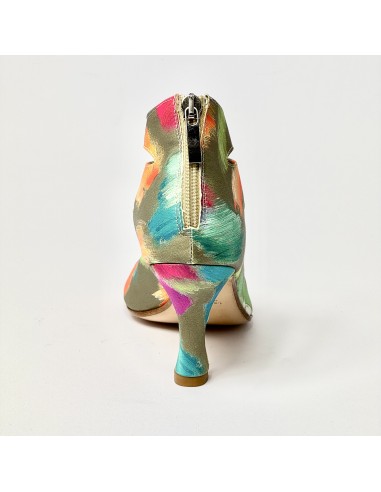 Scarpa da ballo donna latino americano liscio da sala tessuto picasso verde suola cuoio tacco 80 rocchetto
