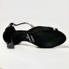 Scarpa da ballo donna latino americano liscio da sala camoscio nero glitter argento suola bufalo tacco 50