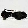 Scarpa da ballo donna latino americano liscio da sala spuntata camoscio nero glitter argento suola bufalo tacco 50