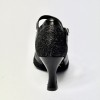 Scarpa da ballo donna latino americano liscio da sala spuntata pelle glitter nero suola bufalo tacco 70 rocchetto