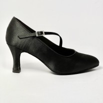 Scarpa da ballo donna ballo da sala standard liscio raso nero suola bufalo tacco 70 rocchetto