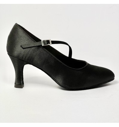 Scarpa da ballo donna ballo da sala standard liscio raso nero suola bufalo tacco 70 rocchetto