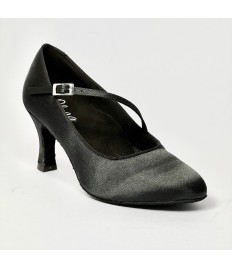 Scarpa da ballo donna ballo da sala standard liscio raso nero suola bufalo tacco 70 rocchetto