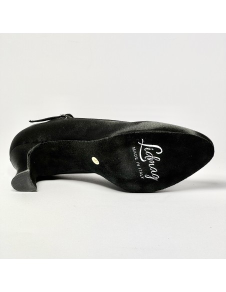 Scarpa da ballo donna da sala standard liscio punta chiusa raso nero suola bufalo tacco 50